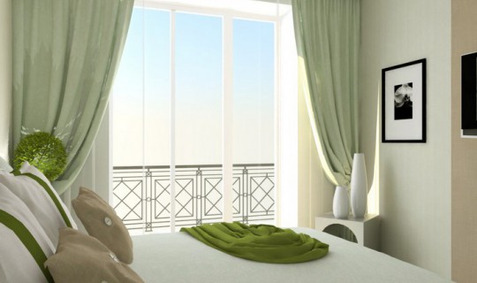 Спальня с французским окном